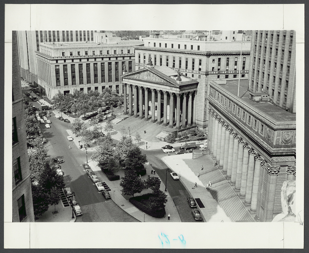 New York County Courthouse and Thurgood Marshall United States Courthouse at Foley Square in 1954
